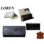 Naiste rahakott 72033-CRO-RCL Black, LOREN, Nahast rahakotid